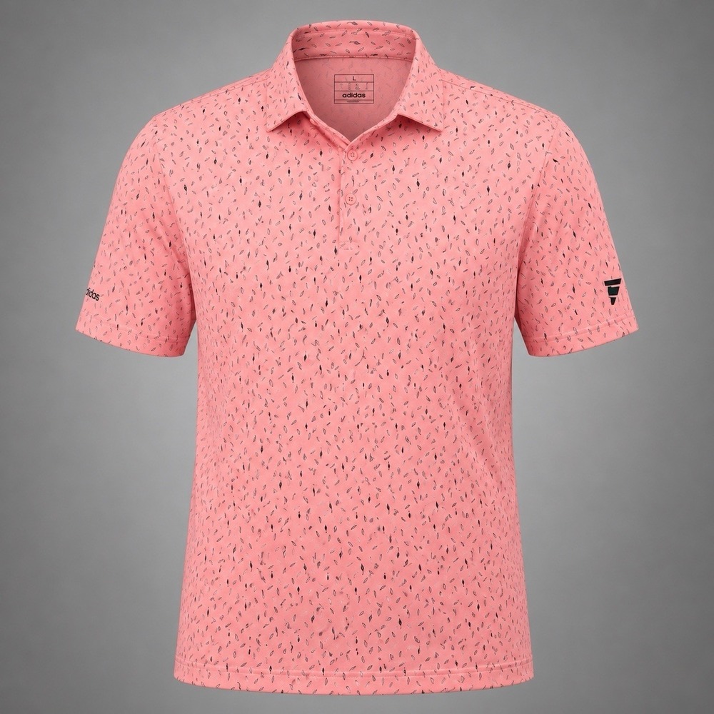 Adidas‎ Golf Polo Shirt PGA Tennessee Men's Large Pink Feather Print Stretch